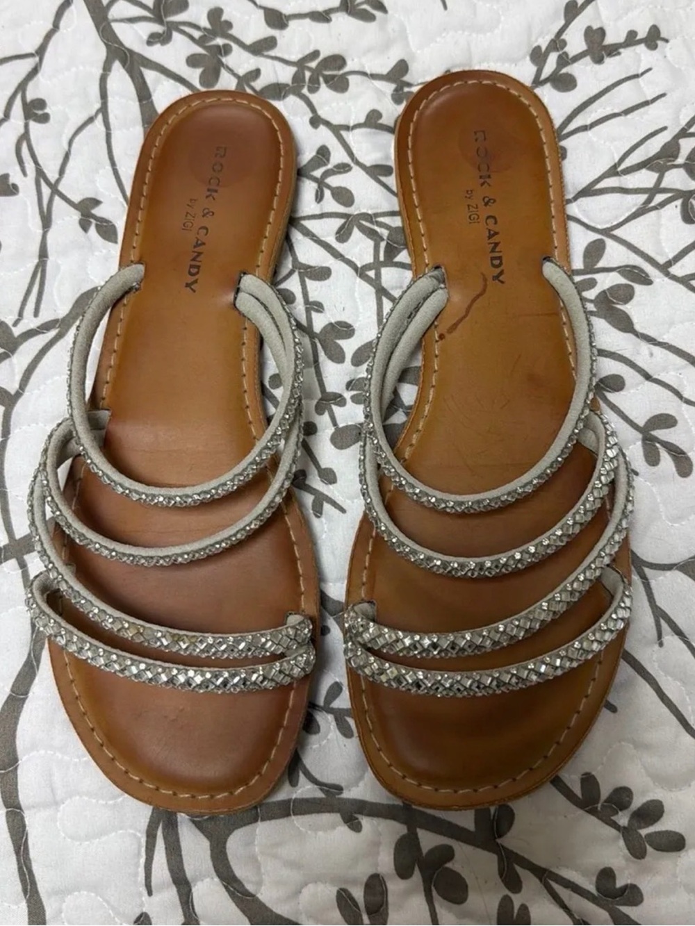 Rock & Candy Silver Strappy Slide Sandals